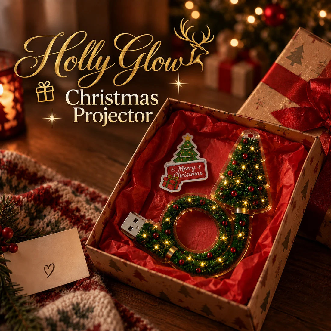 USB Christmas Projection Lamp with 6 Festive Scenes